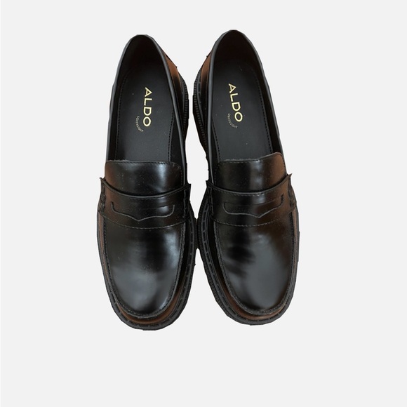 ALDO Women’s Chunky Black Leather Loafers 7.5 - Picture 4 of 6